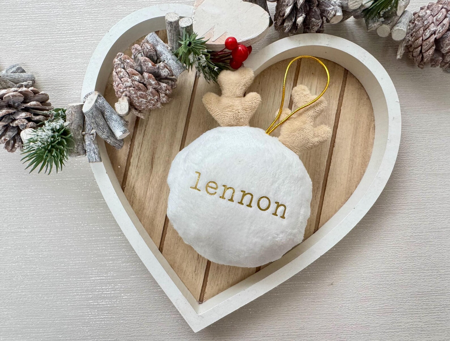 Personalised Plush Reindeer Bauble