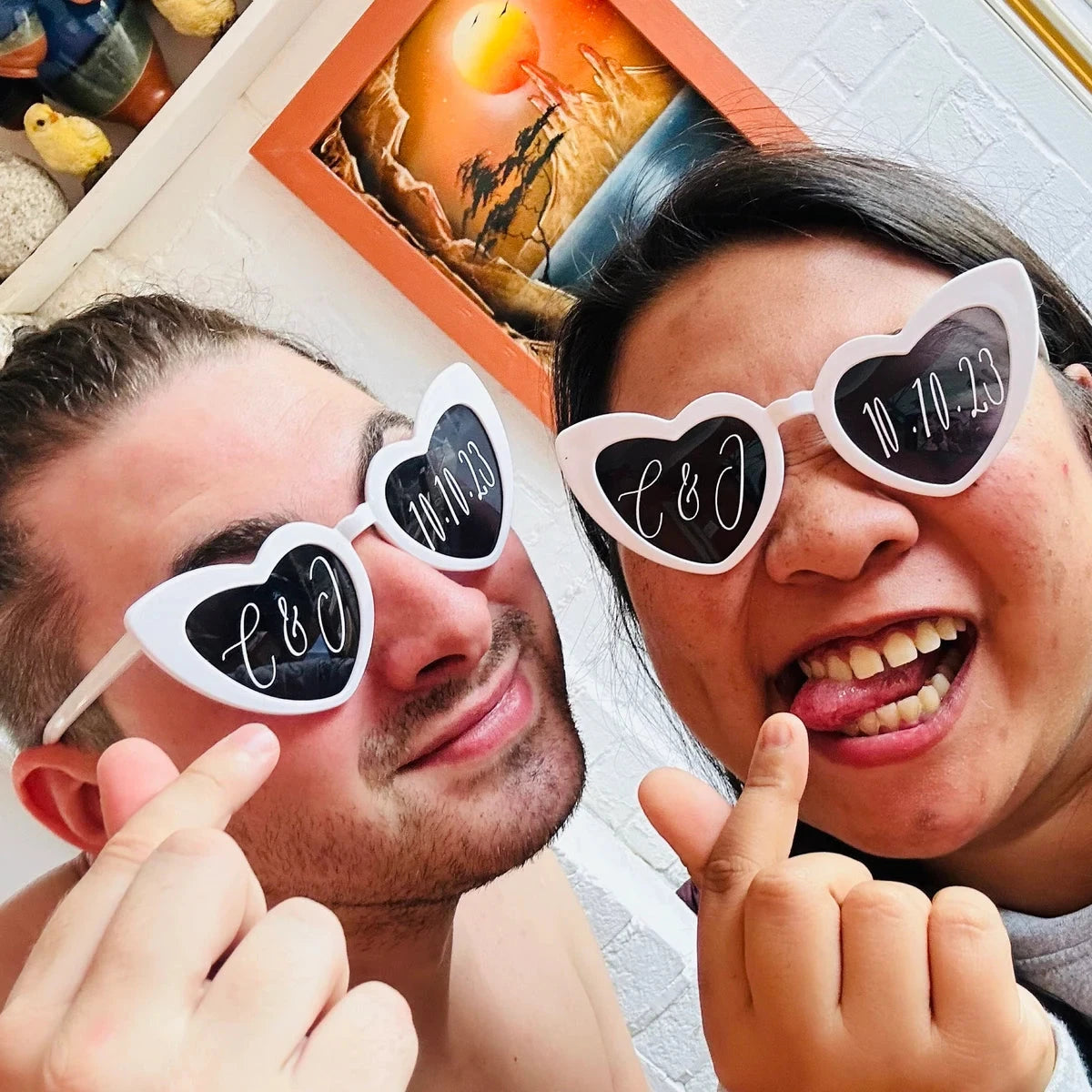 Personalised Initial & Date Script Sunglasses Vinyl